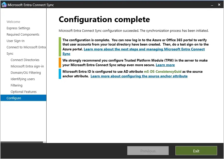 configuration complete