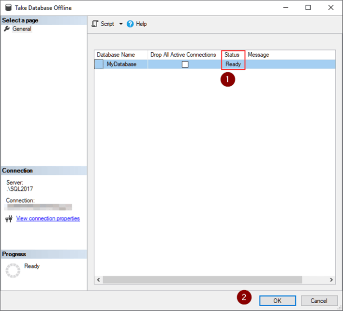 Database Offline screen