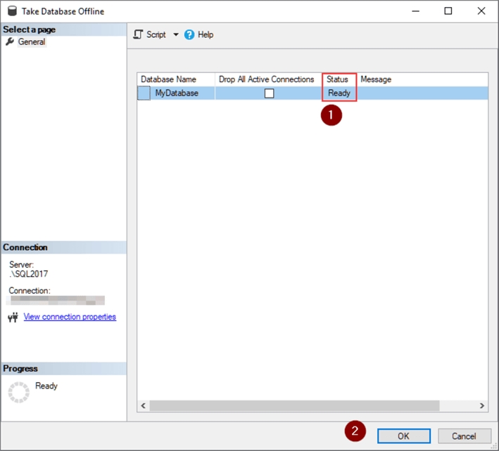 Database Offline screen