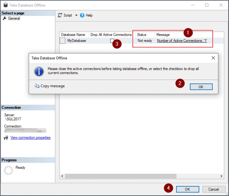 Shows if there are active connections in database