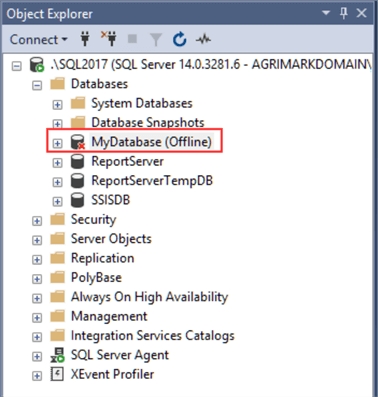 Verify database offline